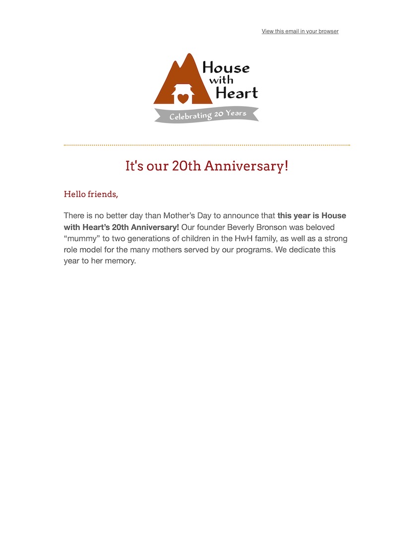20th Anniverary May eNews 2021