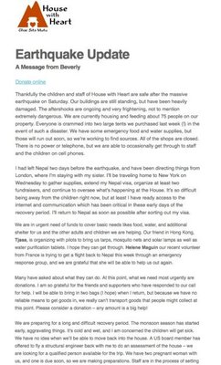 2015 April Earthquake Update