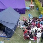 Emergency tents on House with Heart grounds after the 2015 earthquake