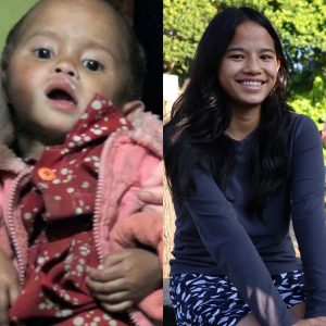 Left: Suji shortly after arriving at House with Heart. Right: Suji at home in Kathmandu eleven years later